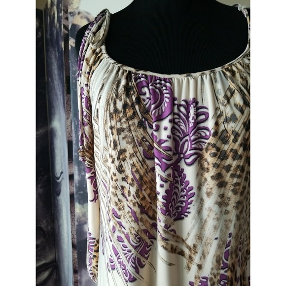 BOSTON PROPER Women's Paisley Cold Shoulder Boho Top‎ Multi Size S NWT - Picture 5 of 7